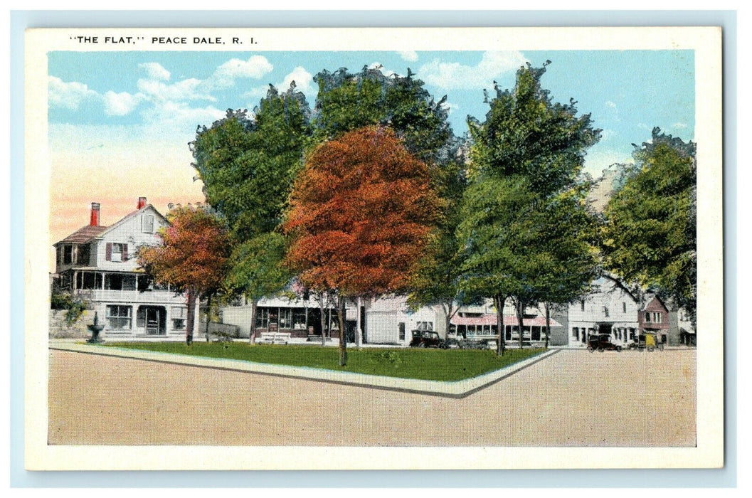 1914 View of "The Flat" Peace Dale Rhode Island, RI Postcard