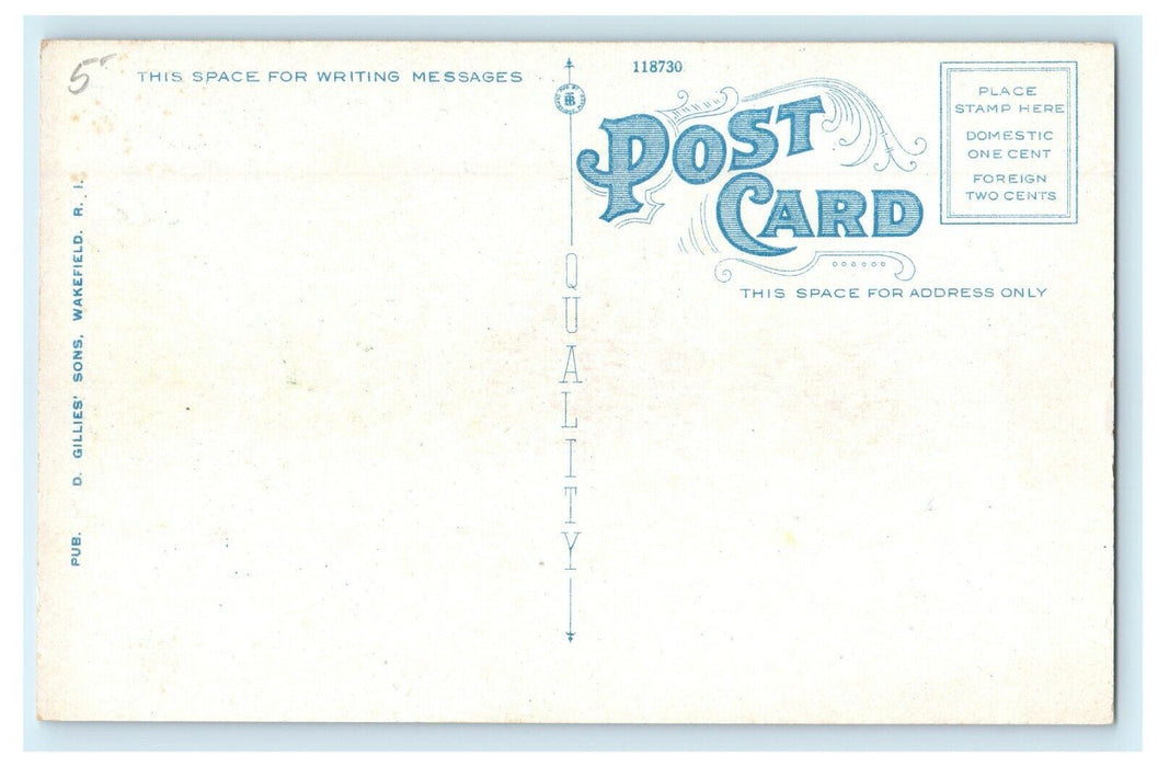 1914 View of "The Flat" Peace Dale Rhode Island, RI Postcard