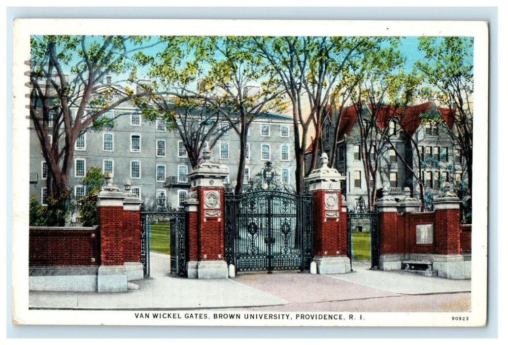 1937 Van Wickle Gates Brown University Providence Rhode Island RI Postcard