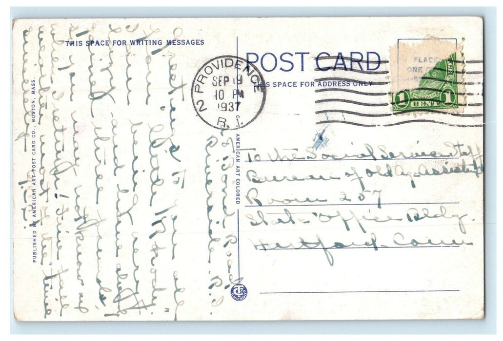 1937 Van Wickle Gates Brown University Providence Rhode Island RI Postcard