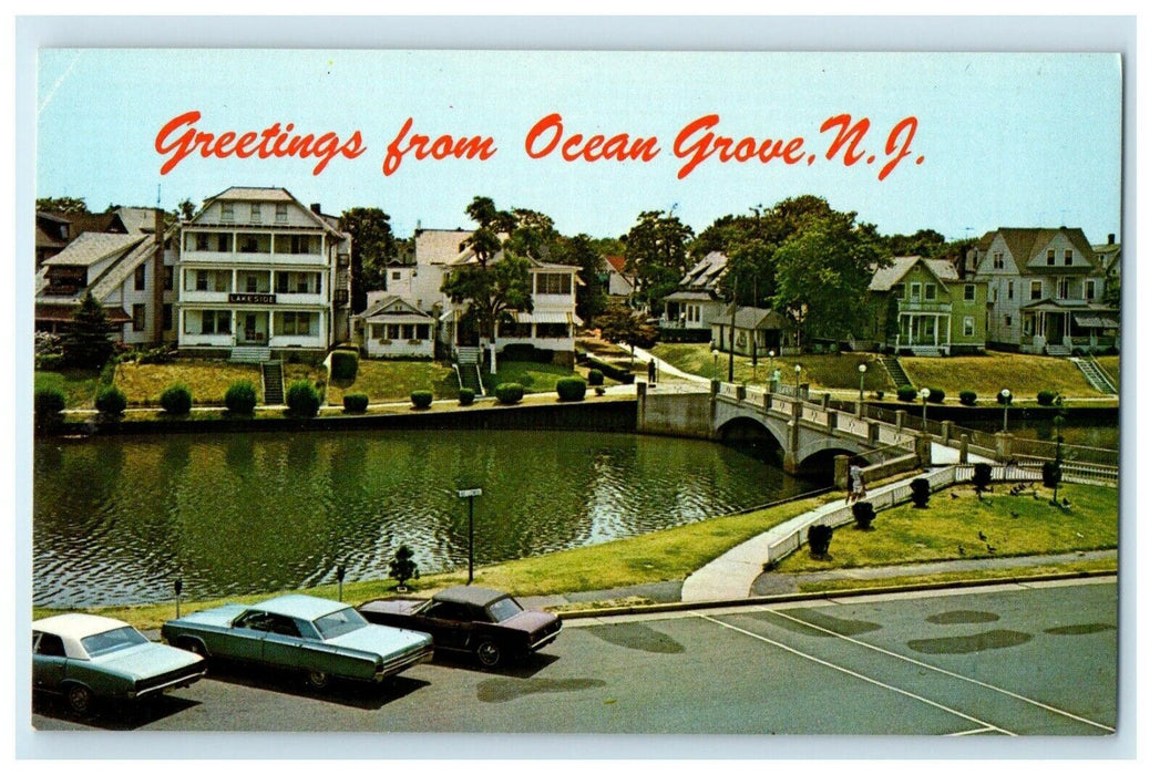 Greetings From Ocean Grove New Jersey NJ Cars Emery Street Bridge Postcard