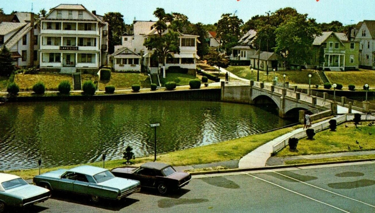 Greetings From Ocean Grove New Jersey NJ Cars Emery Street Bridge Postcard