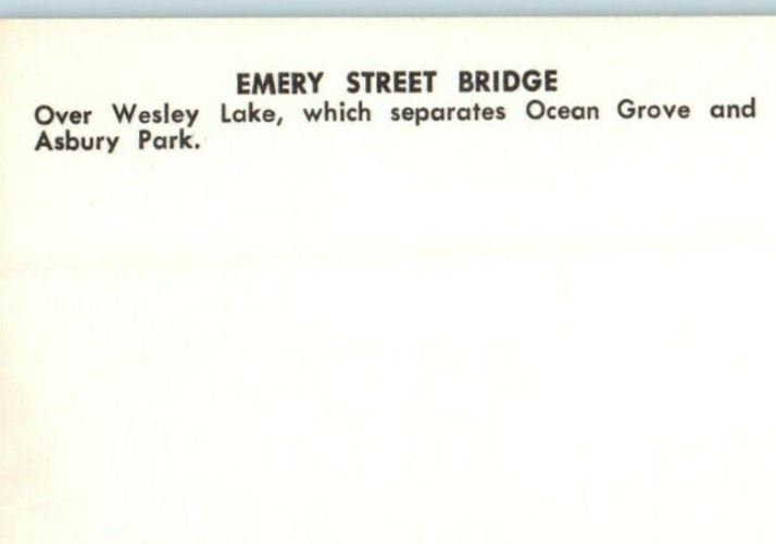 Greetings From Ocean Grove New Jersey NJ Cars Emery Street Bridge Postcard