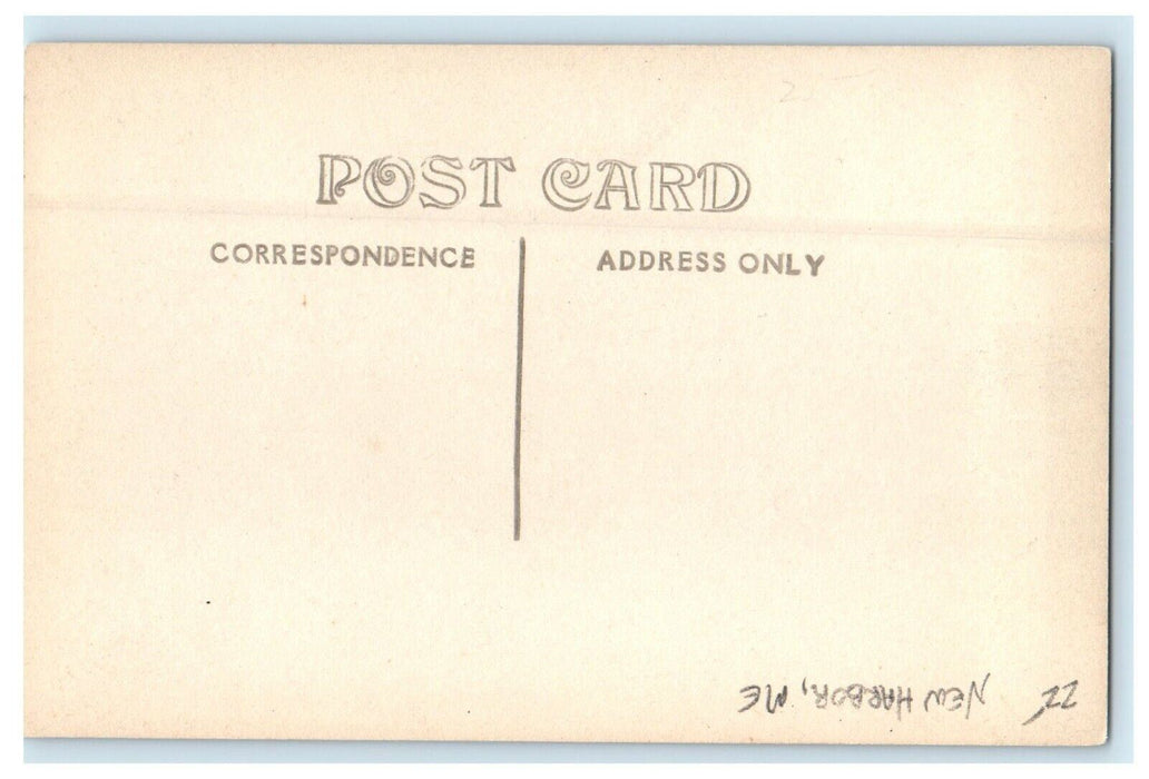 c1936 View of the Steamboat Arriving, New Harbor, Maine ME RPPC Photo Postcard