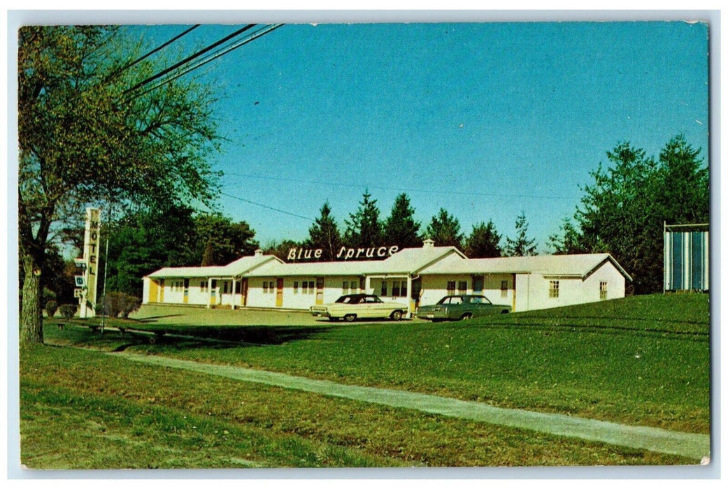 1970 Blue Spruce Motel Cars Plymouth Massachusetts MA Posted Vintage Postcard