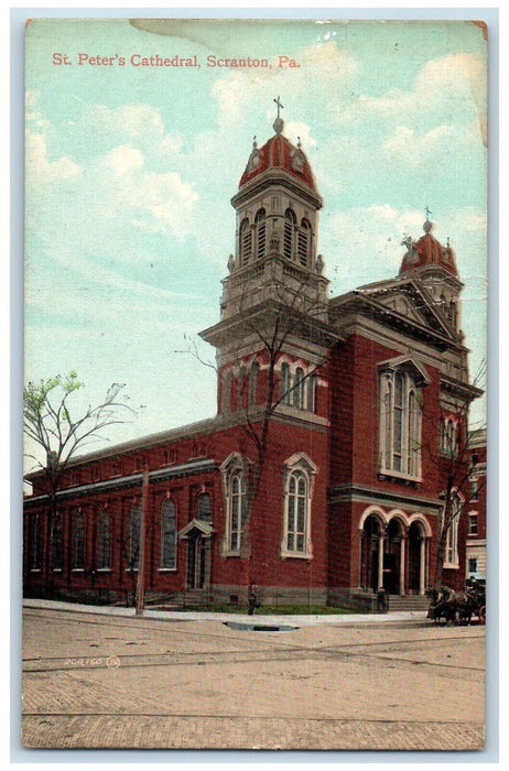 1909 St. Peter's Cathedral Scranton Pennsylvania PA Antique Posted Postcard