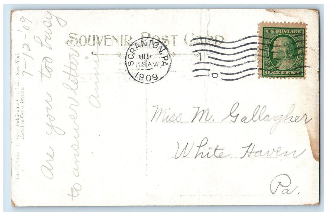 1909 St. Peter's Cathedral Scranton Pennsylvania PA Antique Posted Postcard