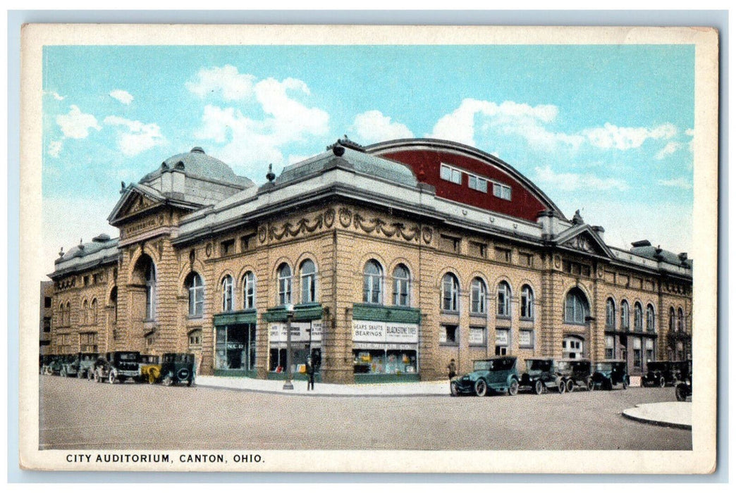 c1920's The Willis Co. Auto Shop, City Auditorium Canton Ohio OH Postcard