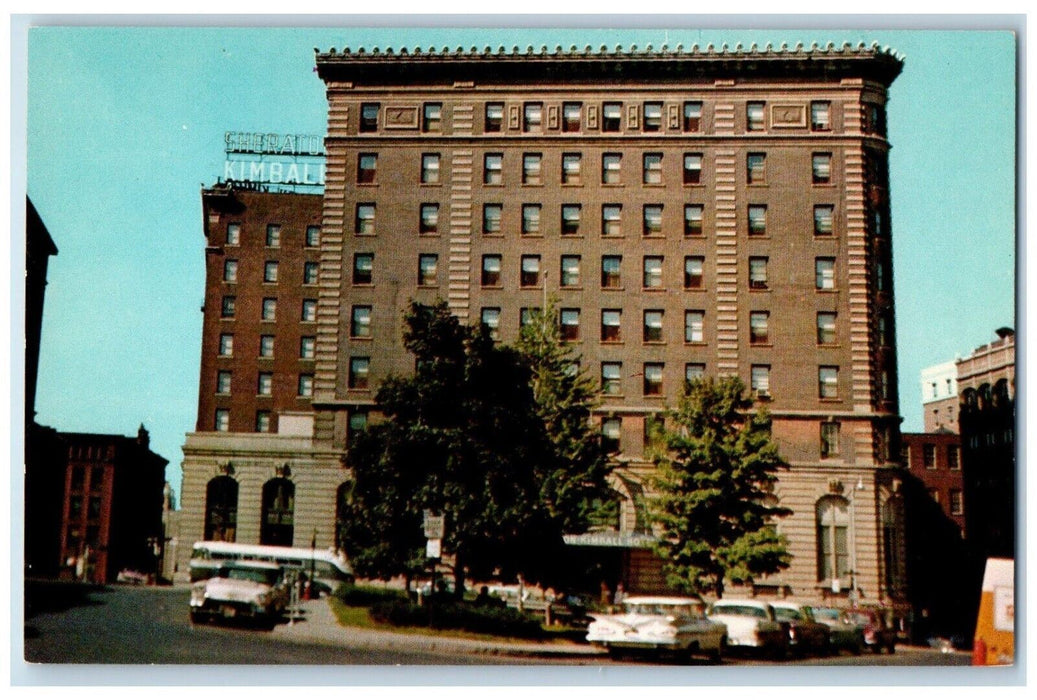 Sheraton Kimball Hotel Building Cars Springfield Massachusetts MA Postcard