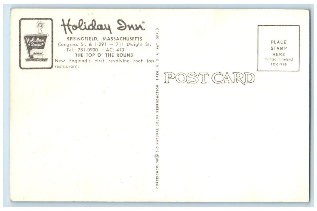 Holiday Inn Building Springfield Massachusetts MA Dual View Vintage Postcard