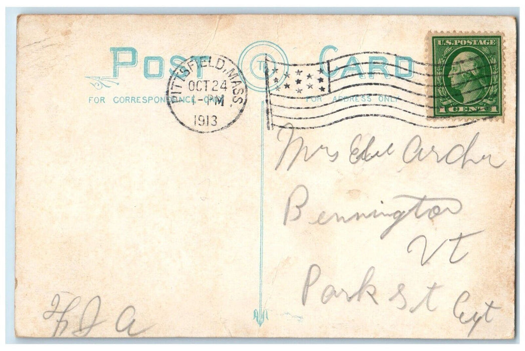 1913 New American House Cars Stores Pittsfield Massachusetts MA Antique Postcard
