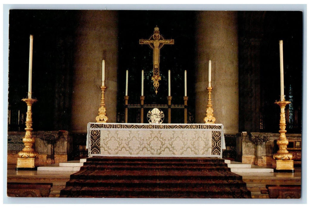 c1950's Jesus, Cross, Long Candle, Cathedral of St. John The Divine NY Postcard