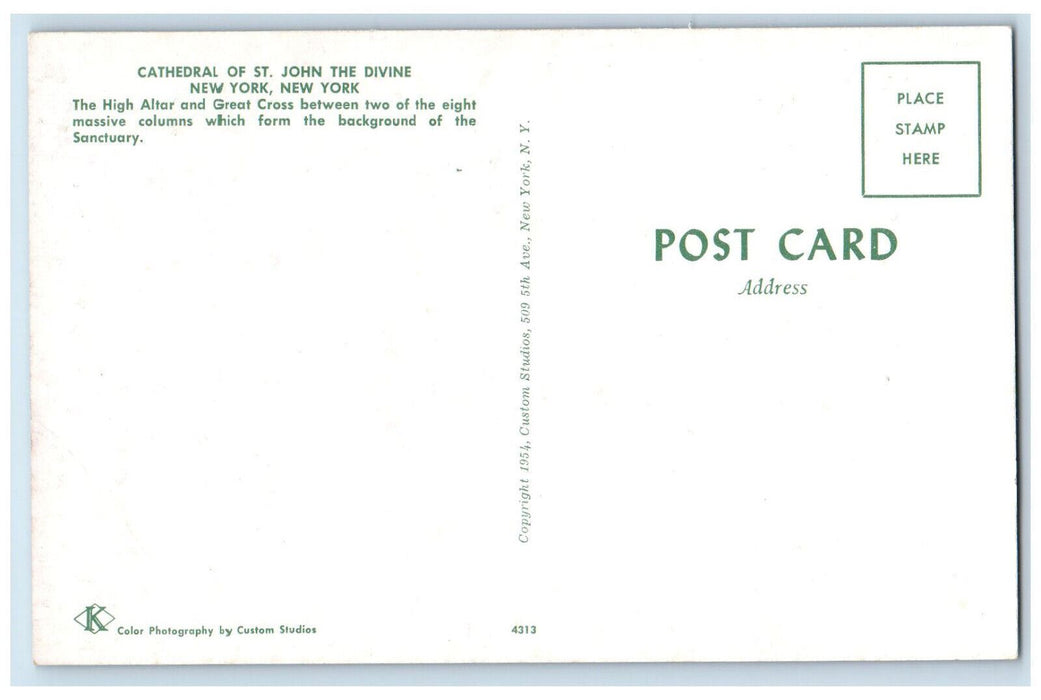 c1950's Jesus, Cross, Long Candle, Cathedral of St. John The Divine NY Postcard