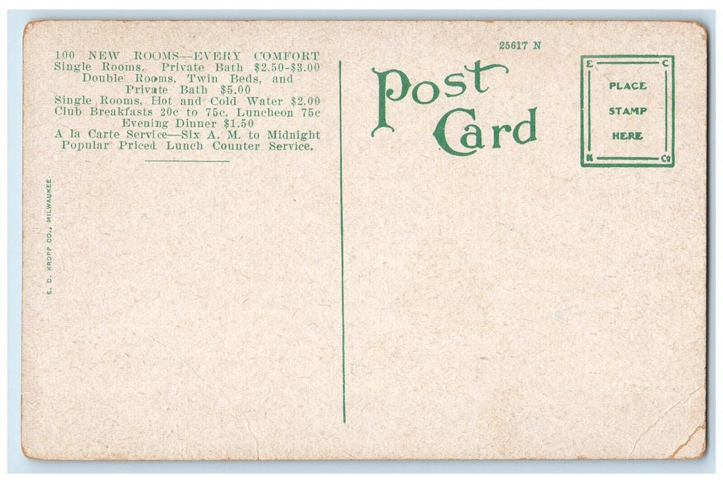 The Highland Hotel Building Cars Springfield Massachusetts MA Vintage Postcard