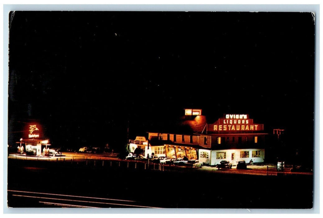 Ovide's Hotel And Restaurant Night View Sturbridge Massachusetts MA Postcard