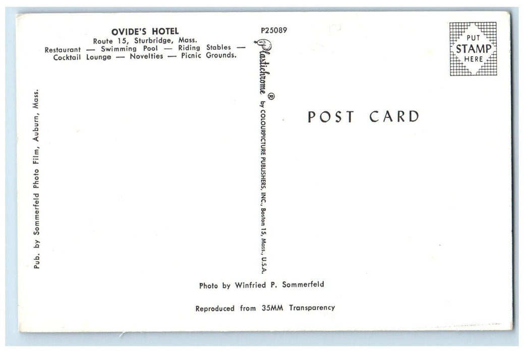 Ovide's Hotel And Restaurant Night View Sturbridge Massachusetts MA Postcard