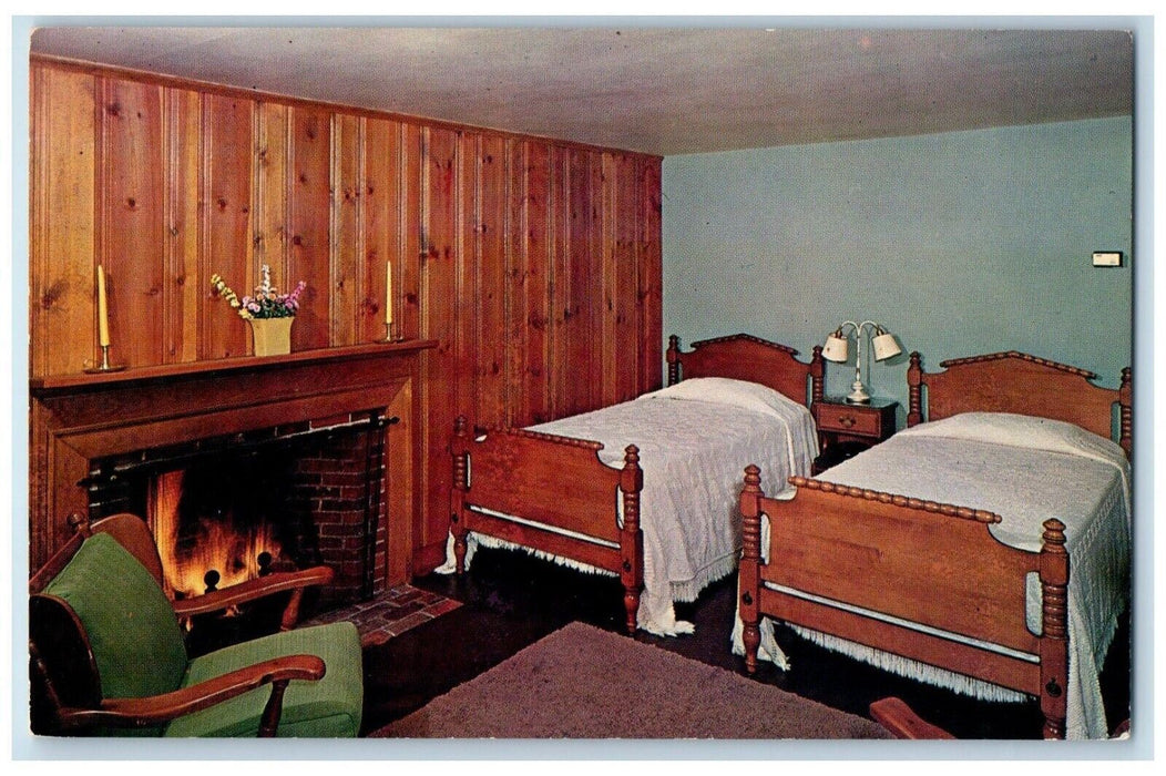 Westminster Village Motel Room View Fireplace Westminster MA Vintage Postcard