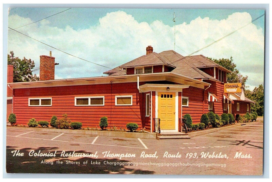 The Colonial Restaurant Thompson Road Webster Massachusetts MA Vintage Postcard