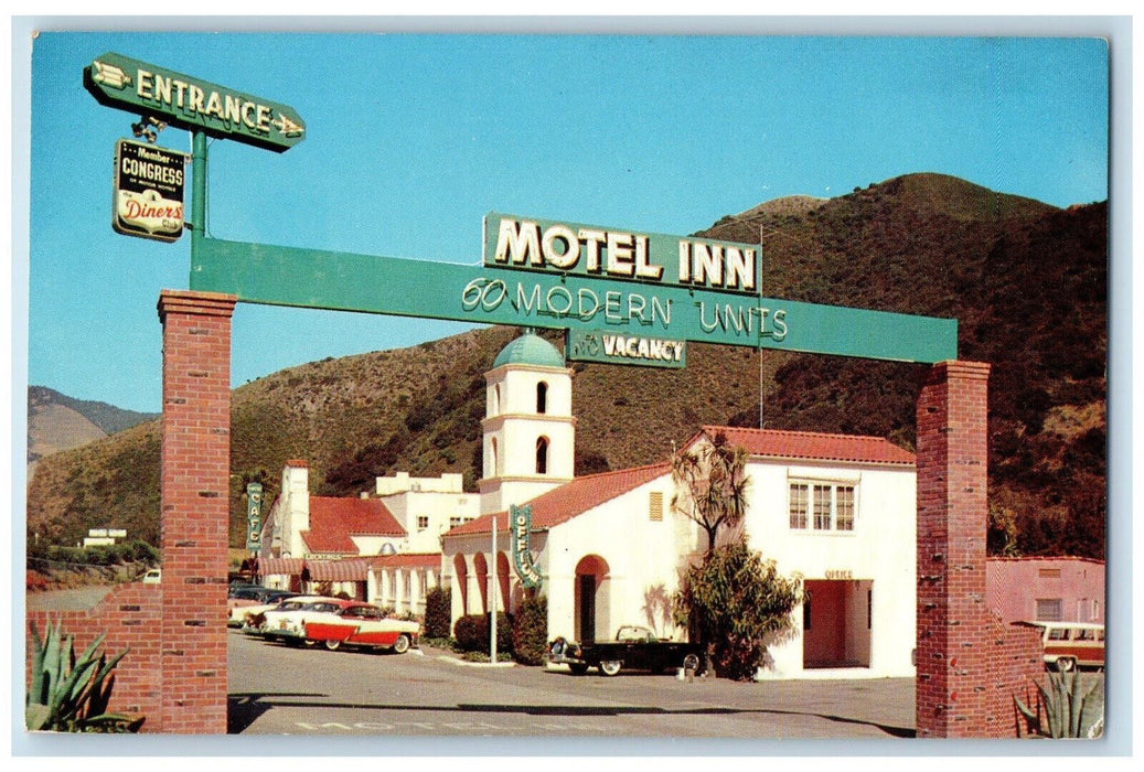c1960's Motel Inn, Cafe & Cocktail Lounge, Freeway, San Luis Obispo CA Postcard
