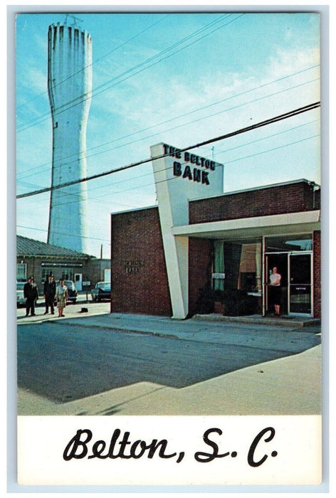 The Belton Bank Building Street View Cars Belton South Carolina SC Postcard