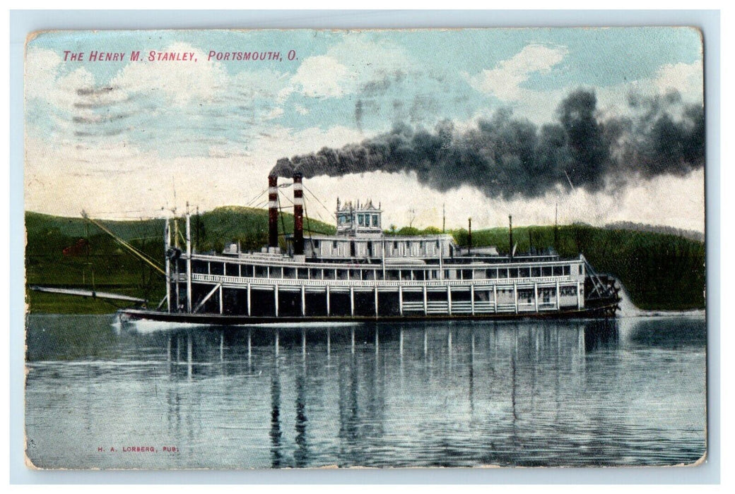 1909 The Henry M. Stanley Steamer Ship Portsmouth Ohio OH Antique Postcard