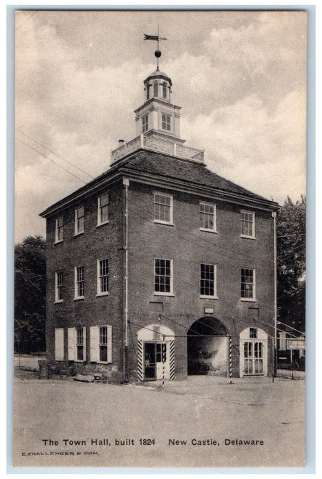 c1910 The Town Hall New Castle Delaware DE E. Challenger & Son Postcard