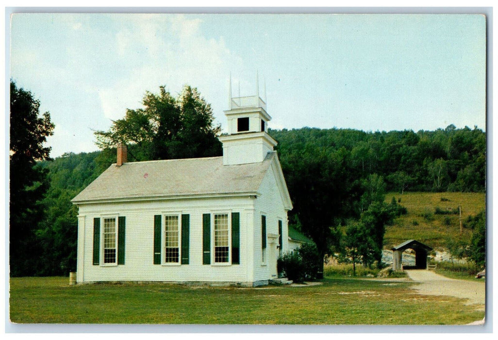 c1950's Old Covered Wood Bridge, West Arlington Church Vermont VT Postcard