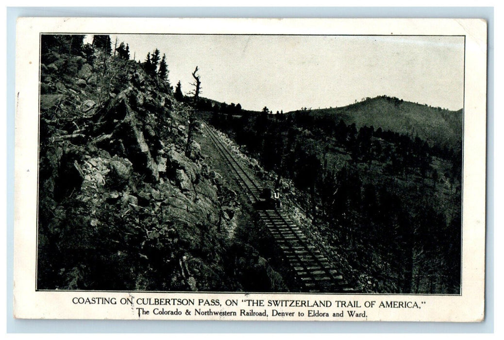 1909 Coasting On Culbertson Pass On Switzerland Trail Railroad Antique Postcard