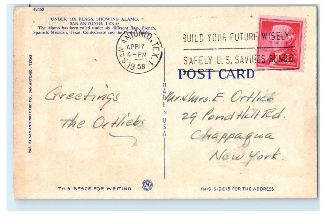 1958 View Of The Alamo San Antonio Texas TX Posted Vintage Postcard