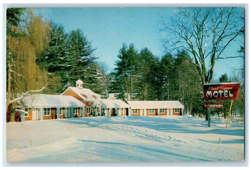 c1960's Elwal Pines Motel Winter Williamstown Massachusetts MA Vintage Postcard