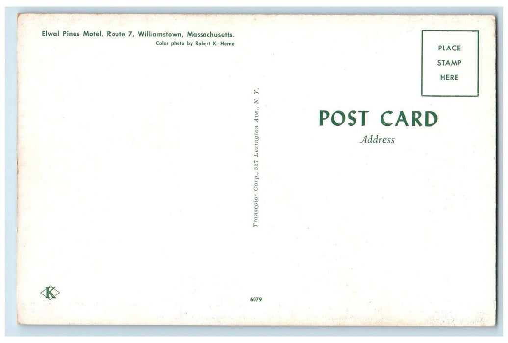 c1960's Elwal Pines Motel Winter Williamstown Massachusetts MA Vintage Postcard