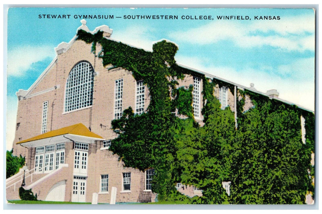 c1950's Stewart Gymnasium Southwestern College Winfield Kansas KS Postcard