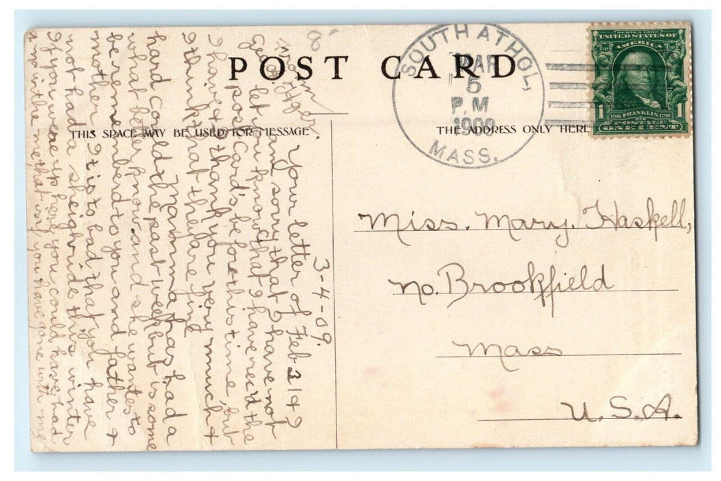 1909 New Salem Academy New Building South Athol Massachusetts MA Postcard