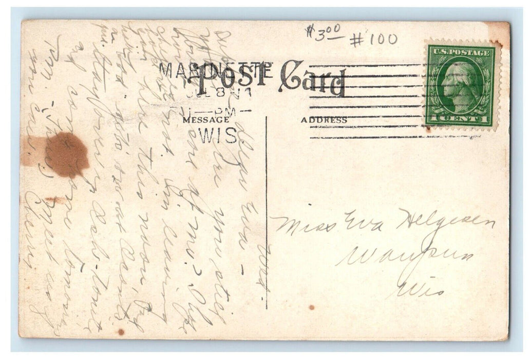 c1910's Our Lady Of Lourdes School Marinette Wisconsin WI Antique Postcard