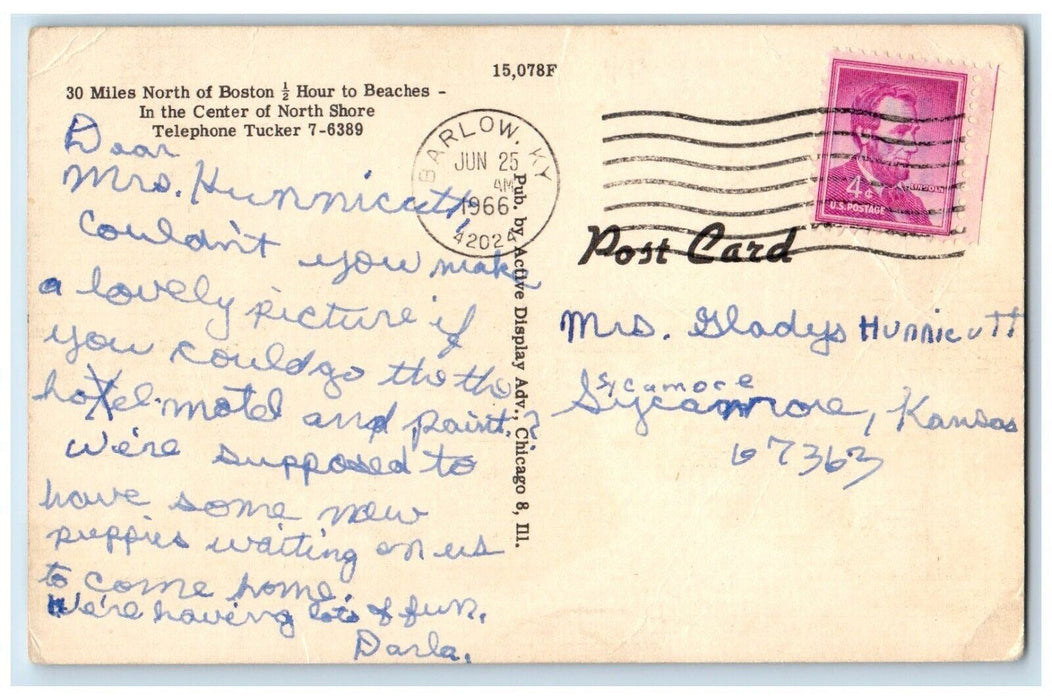 1966 Douglas Evergreen Village Ipswich Massachusetts MA Posted Vintage Postcard