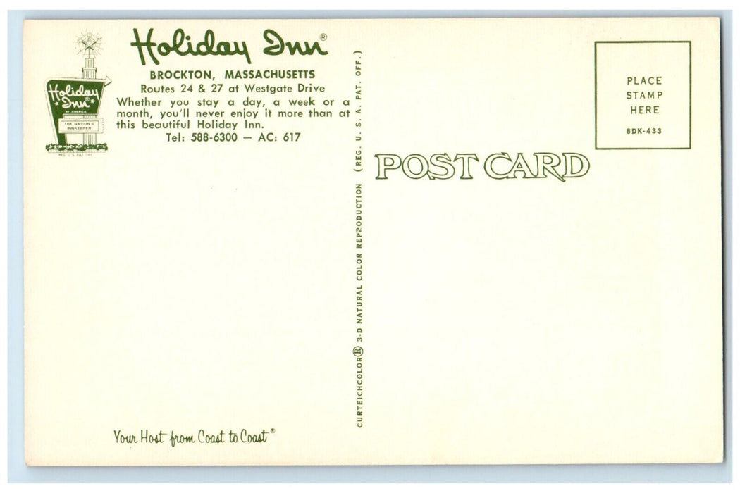 Holiday Inn And Dining Room Brockton Massachusetts MA, Split View Postcard
