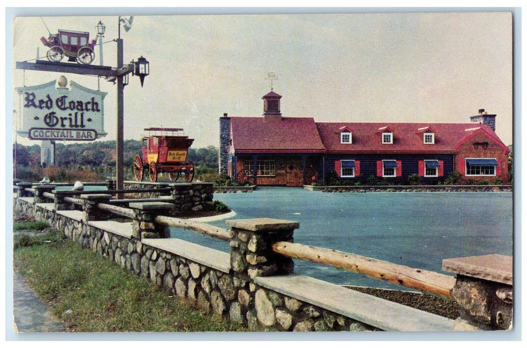 Red Coach Grilles Cocktail Bar Saugus Massachusetts MA Unposted Vintage Postcard