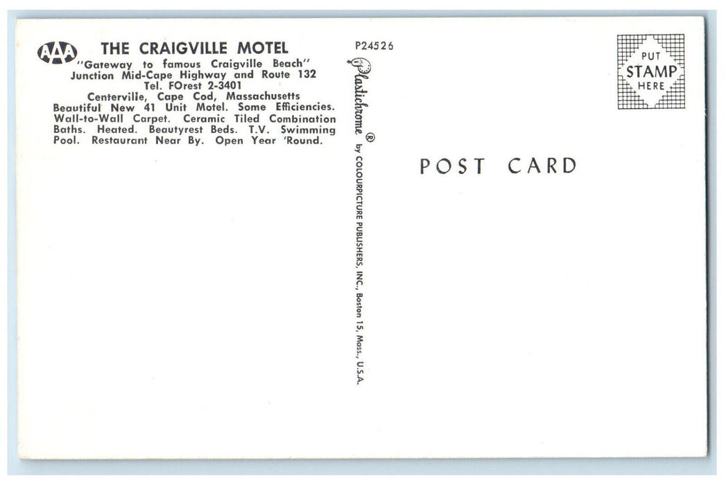 The Craigville Motel Swimming Pool Centerville Cape Cod MA Vintage Postcard