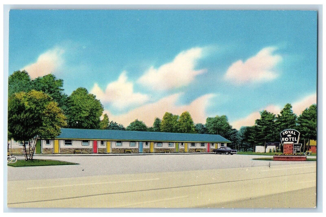 Royal Motel Glens Falls Roadside Car Greenfield Massachusetts MA Postcard