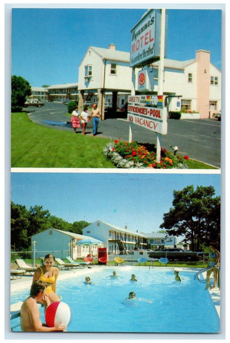Hyannis Motel And Swimming Pool Hyannis Massachusetts MA Split View Postcard