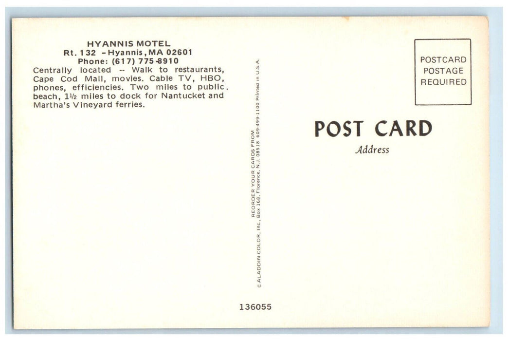 Hyannis Motel And Swimming Pool Hyannis Massachusetts MA Split View Postcard