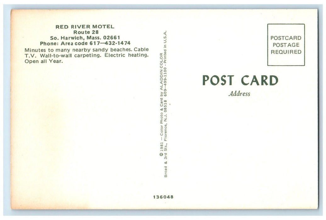 Red River Motel Cars Kids Playing South Harwich Massachusetts MA Postcard