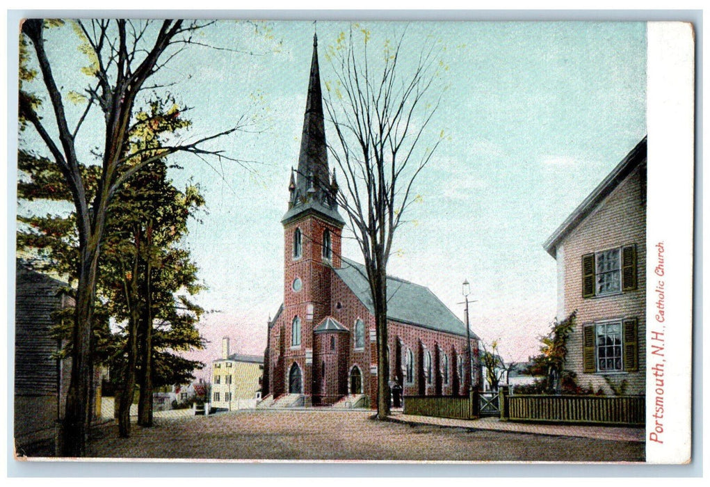 c1910 Catholic Church, Portsmouth New Hampshire NH Hugh C Leighton Co Postcard