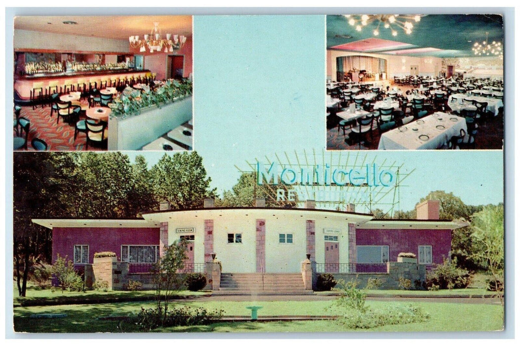 c1950's Monticello Restaurant Dining Room Framingham Massachusetts MA Postcard