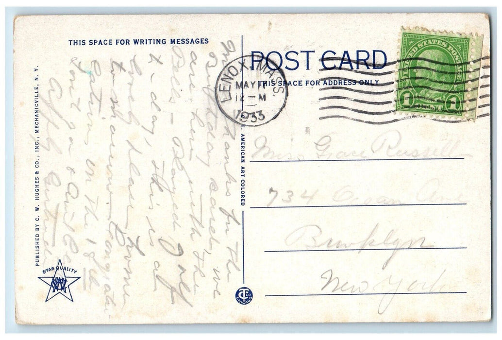 1933 Burke's In The Berkshires Lenox Massachusetts MA Posted Vintage Postcard