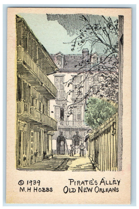 1939 Pirate's Alley Old New Orleans Louisiana LA Unposted Postcard