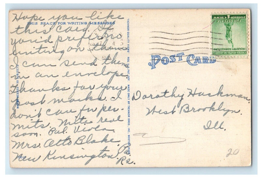 1942 Greetings From New Kensington Pennsylvania PA Posted Vintage Postcard