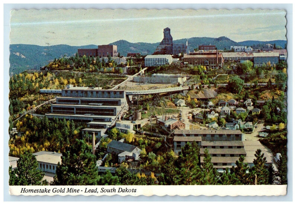 1961 Bird's Eye View Homestake Gold Mine Lead South Dakota SD Vintage Postcard