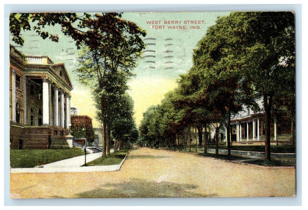 1910 West Berry Street View Fort Wayne Indiana IN Posted Antique Postcard