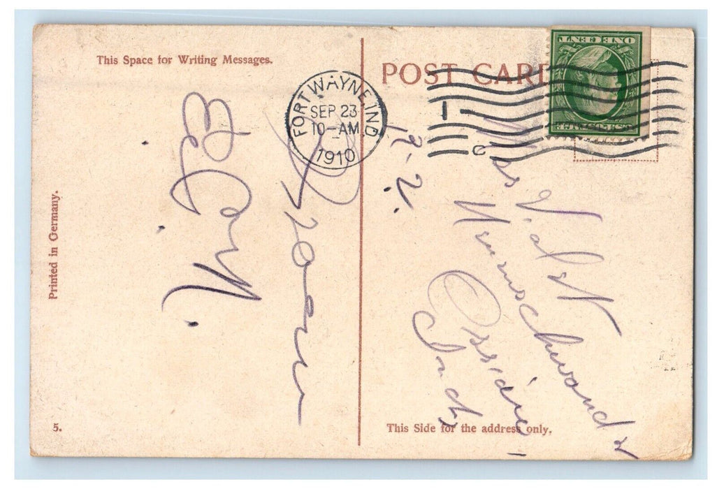 1910 West Berry Street View Fort Wayne Indiana IN Posted Antique Postcard